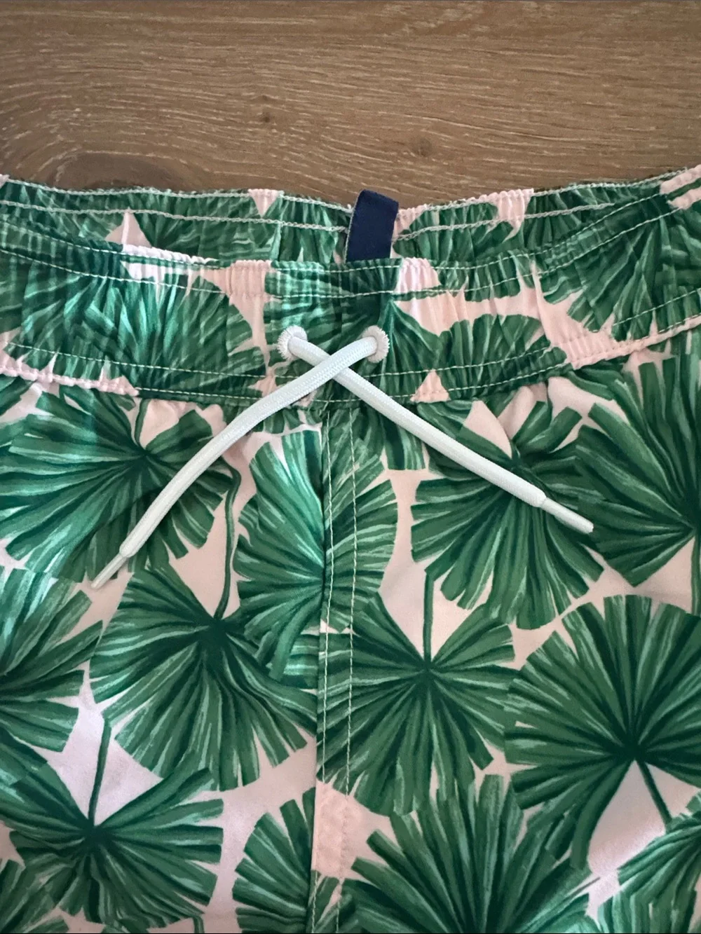 Janie and Jack Green Palm-Print Swim Trunks